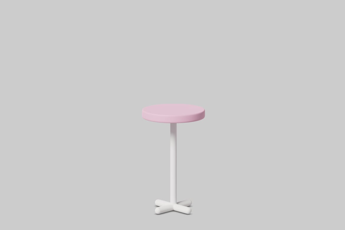 Download Round table with pink top and white base 3D Model