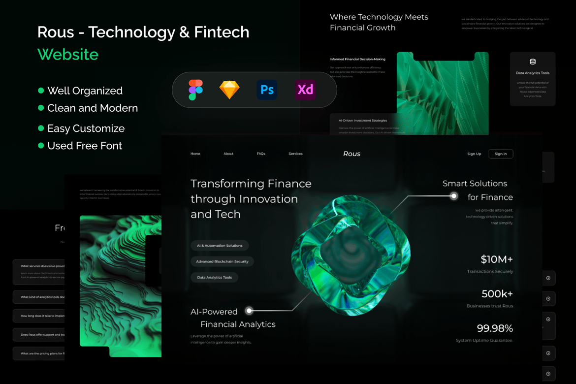 Download Rous - Technology And Fintech Website Figma Design