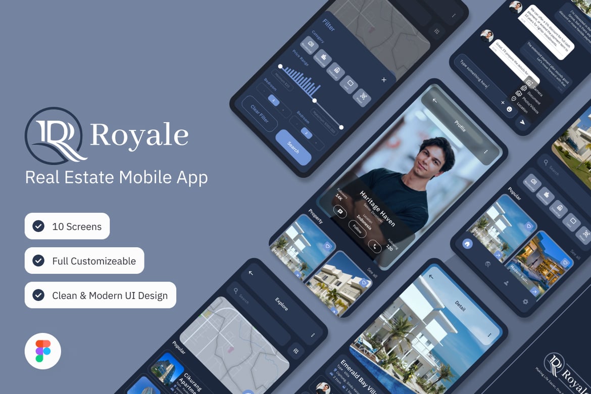 Download Royale - Real Estate Mobile App Figma Design