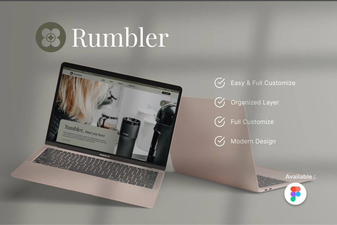 Download Rumbler - Product Tumbler Landing Page Figma Design