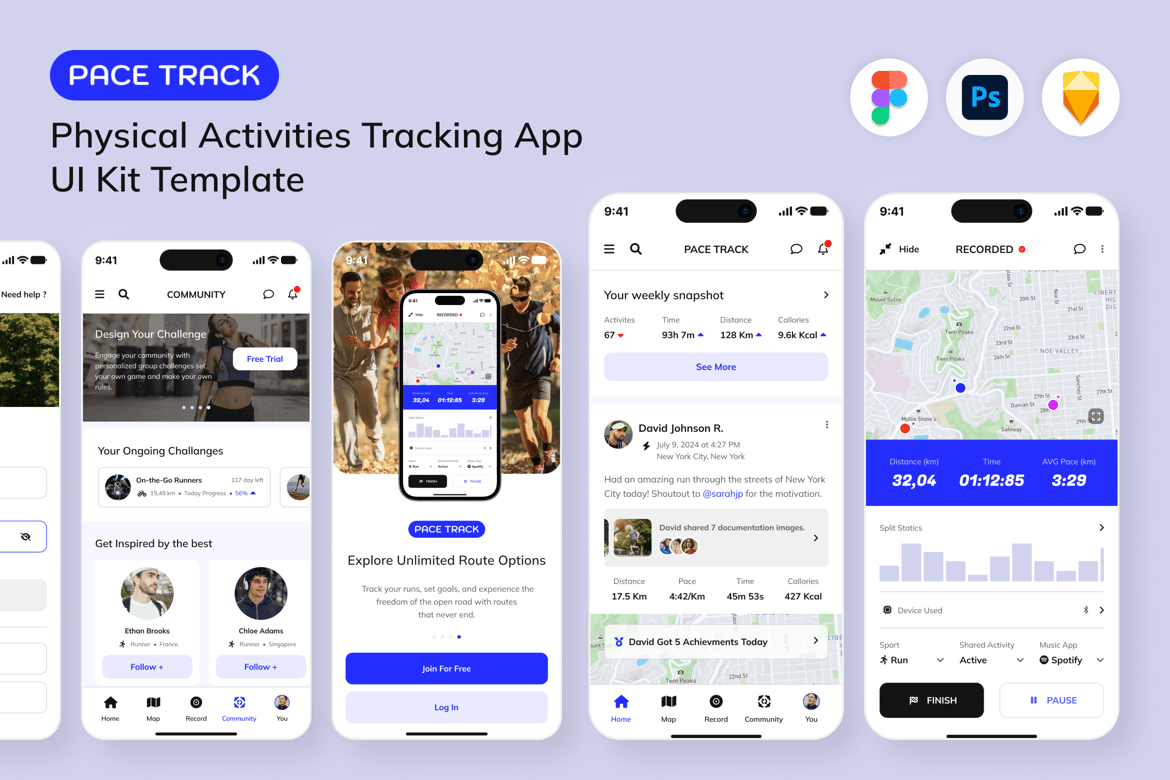 Download Running Walking Sport Pace Tracker Mobile App Figma Design