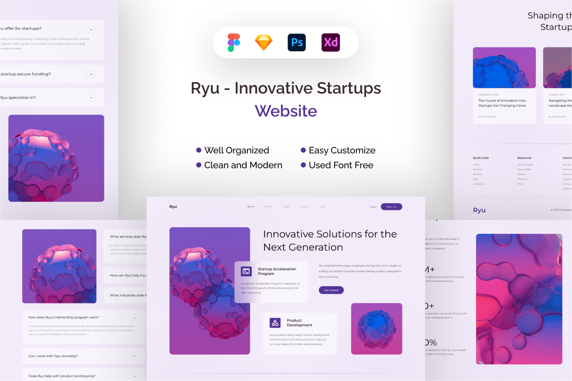 Download Ryu - Innovative Startups Website Figma Design