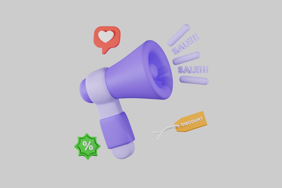 Download Sale with megaphone 3D Model