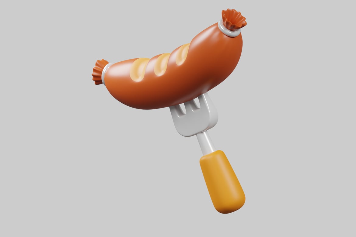 Download Sausage on a Fork 3D Model