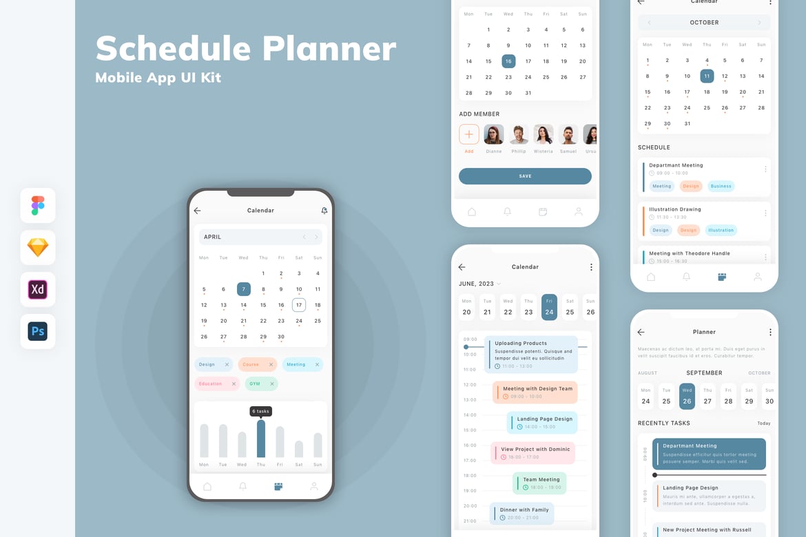 Download Schedule Planner Mobile App UI Kit Figma Design