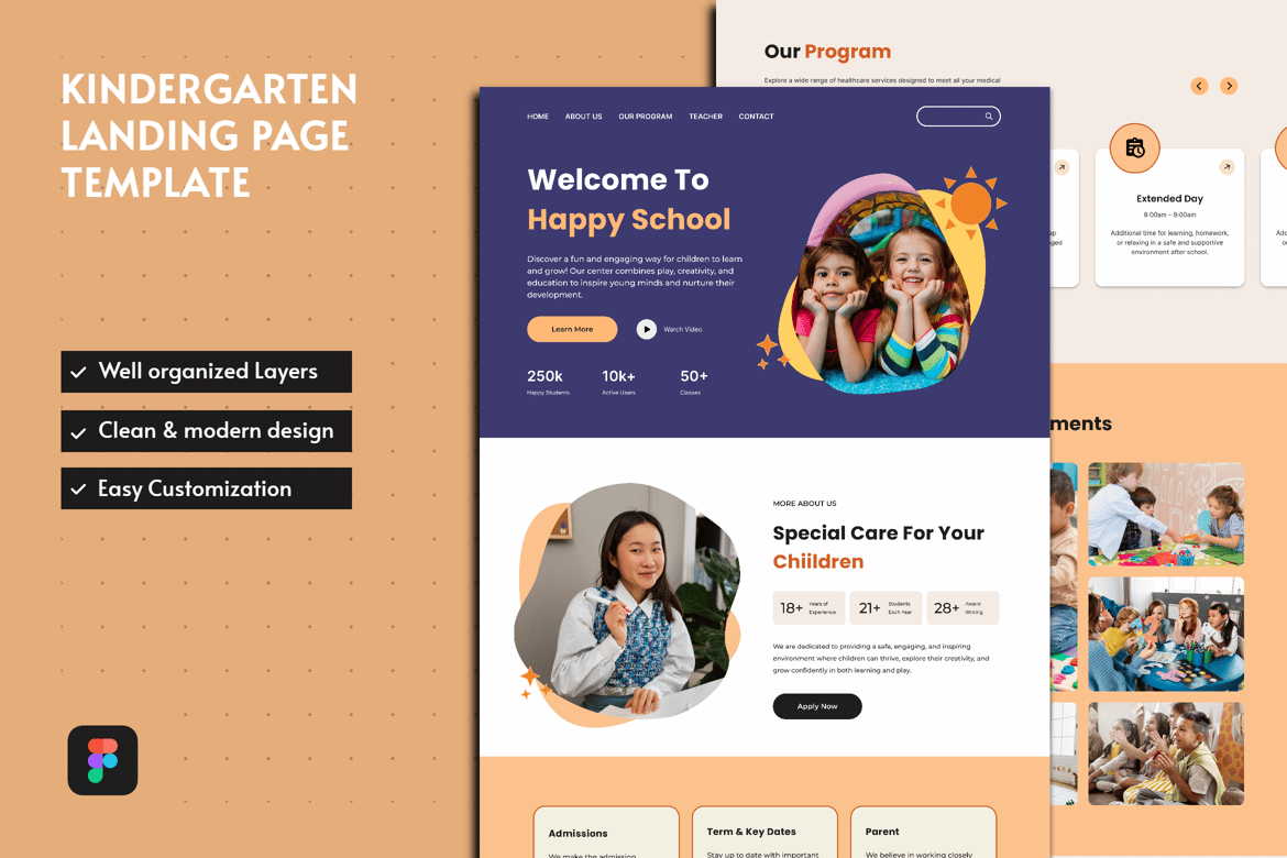 Download School & Kindergarten Template Figma Design