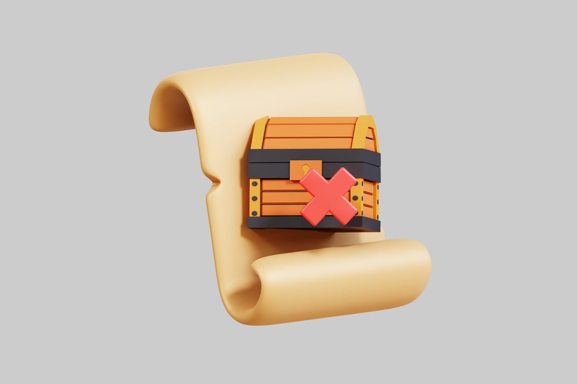 Download Scroll with Treasure Chest 3D Model