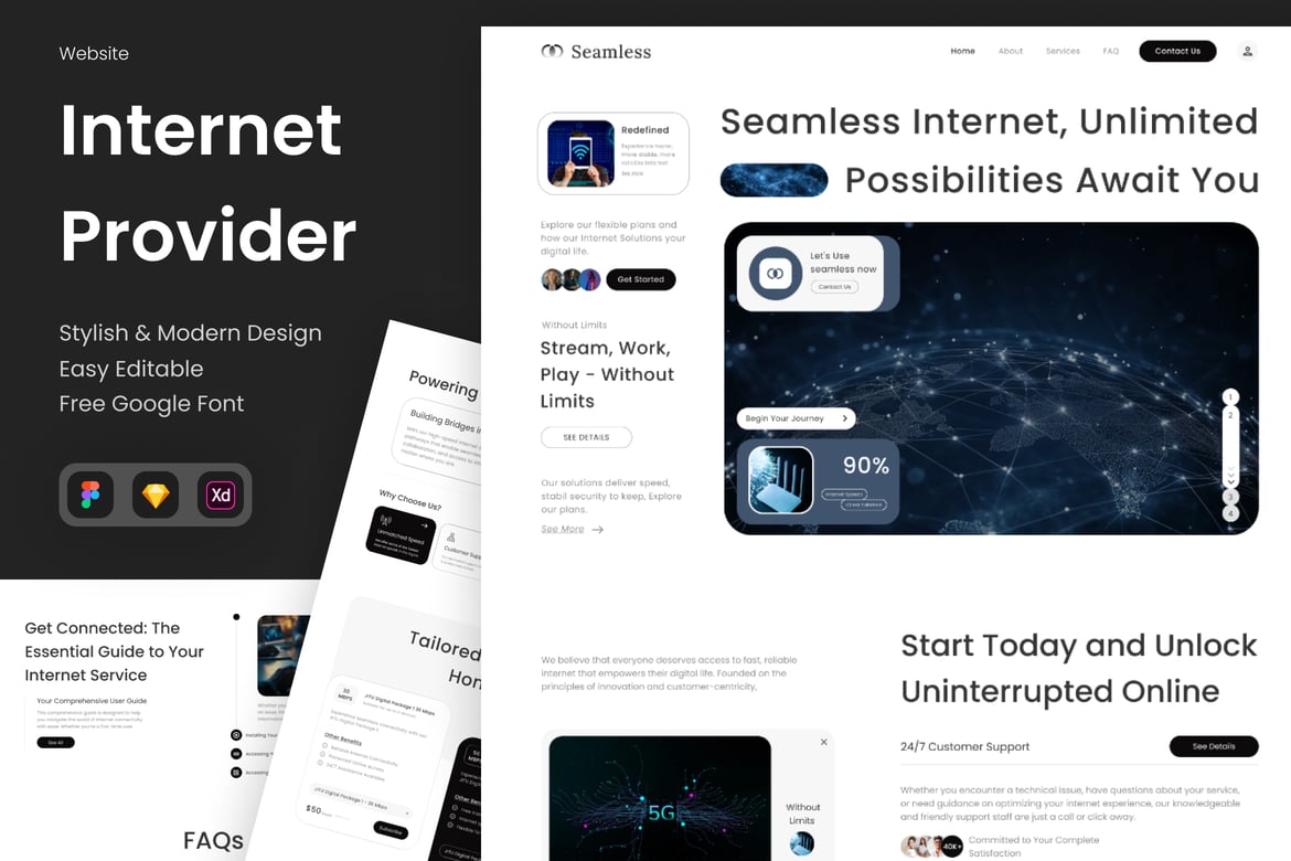 Download Seamless - Internet Provider Landing Page Figma Design