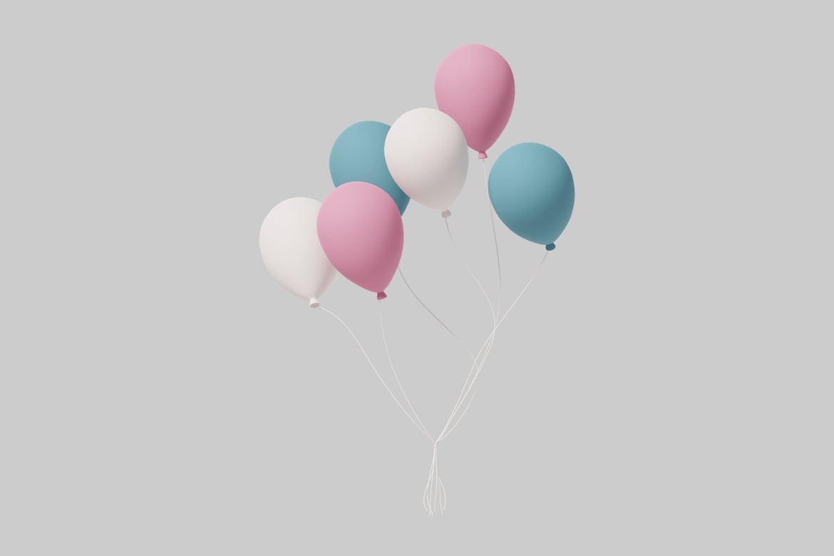 Download Seven colorful balloons floating in mid-air 3D Model