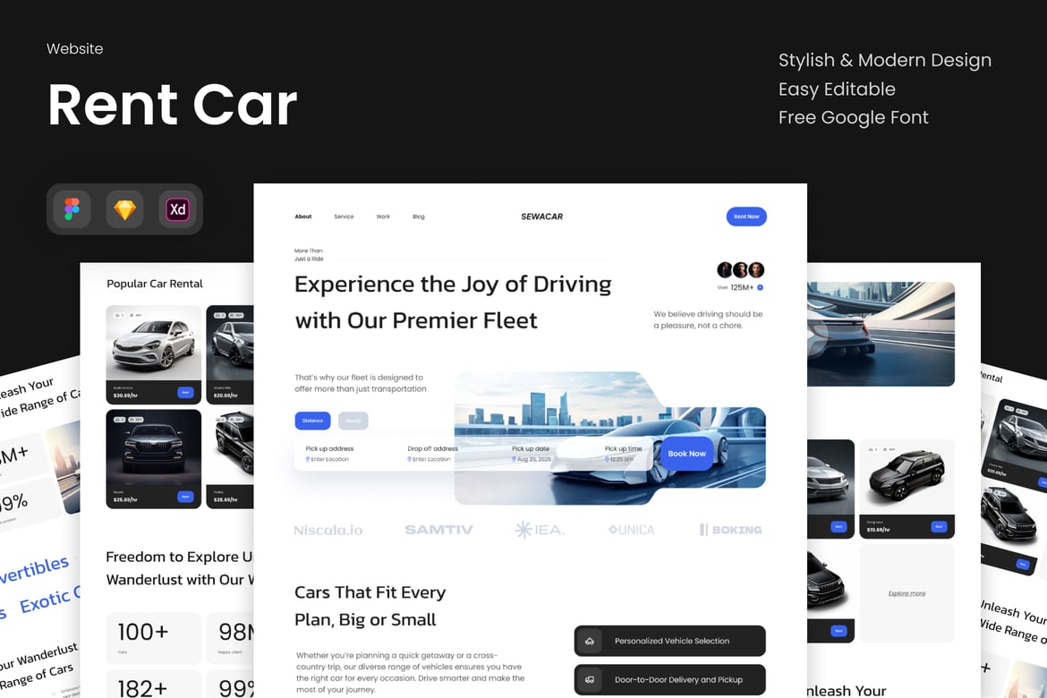 Download Sewacar - Rent Car website Figma Design