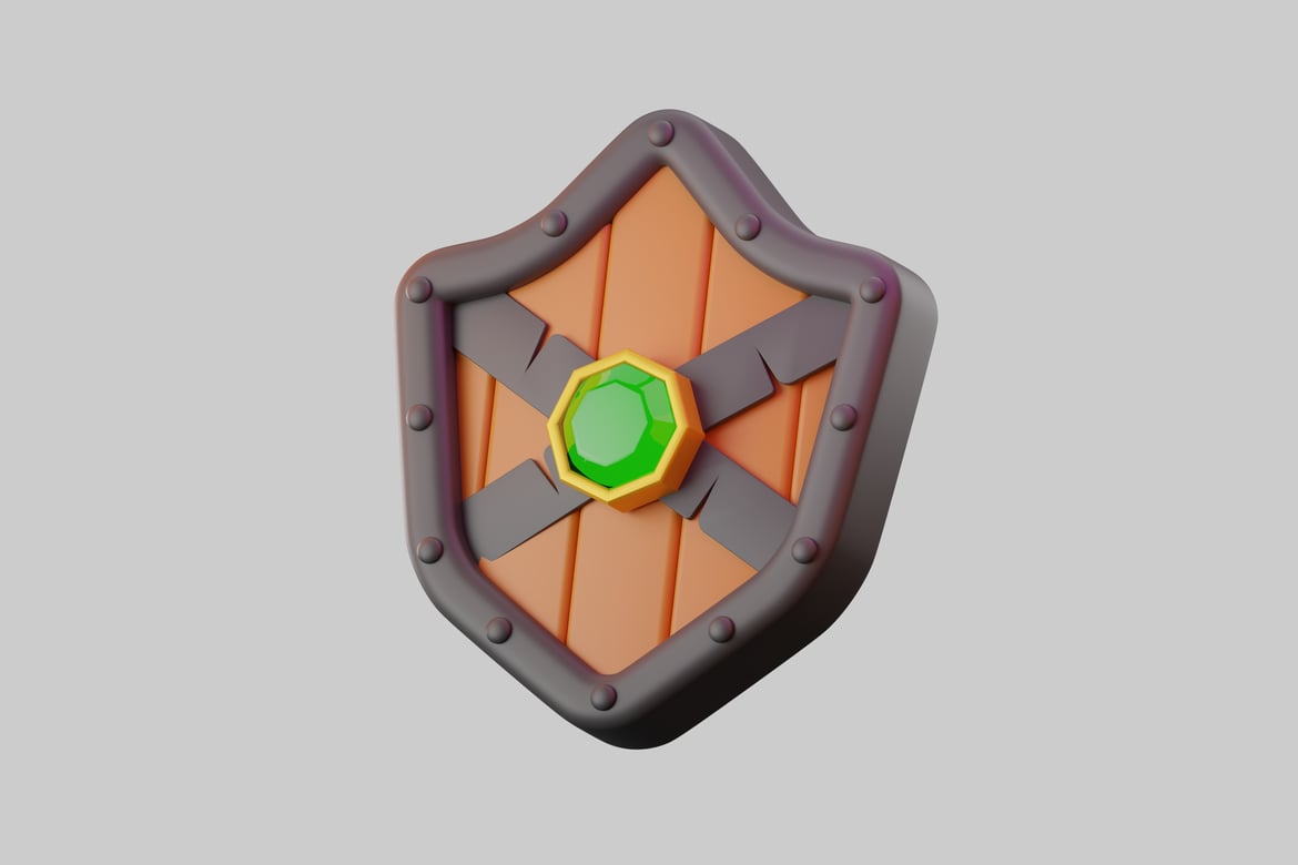 Download Shield with central gemstone 3D Model