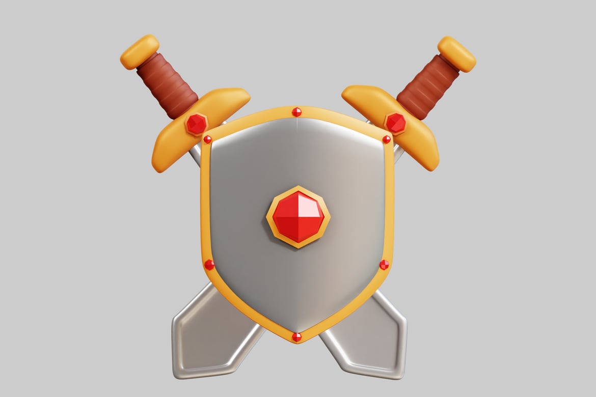 Download Shield with crossed swords 3D Model