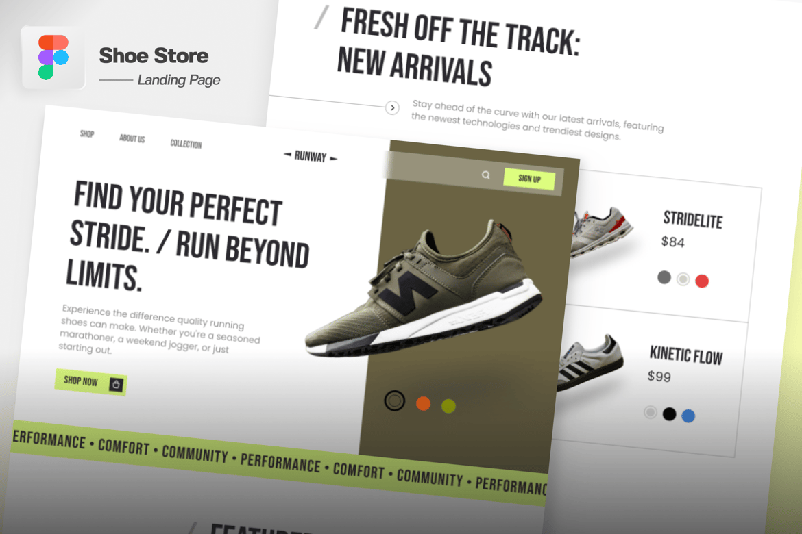 Download Shoe Store Landing Page Figma Design