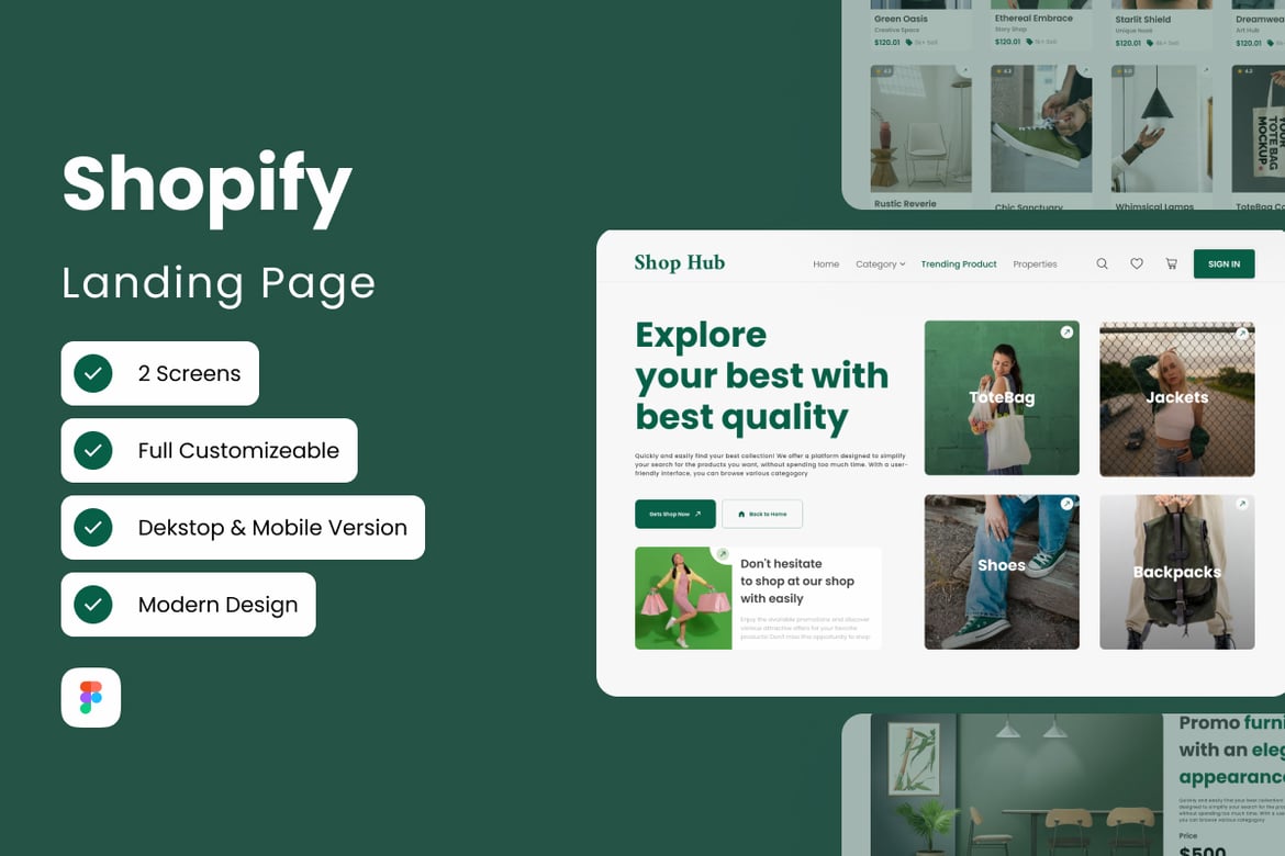 Download Shop Hub - Shopify Landing Page Figma Design