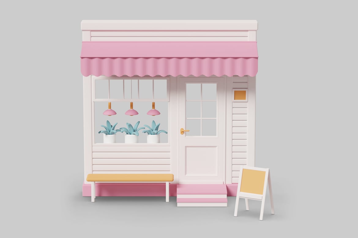 Download Shop with Pink and White Color Scheme 3D Model