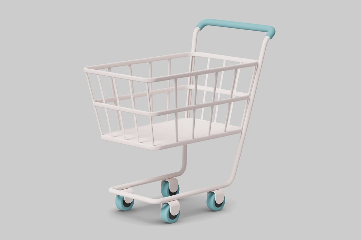 Download Shopping cart with blue accents 3D Model