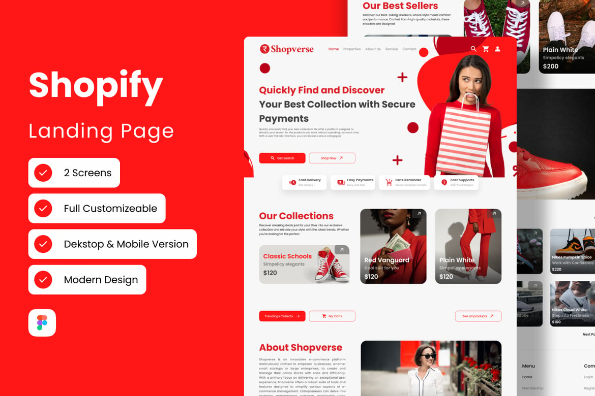 Download Shopverse - Shopify Landing Page Figma Design