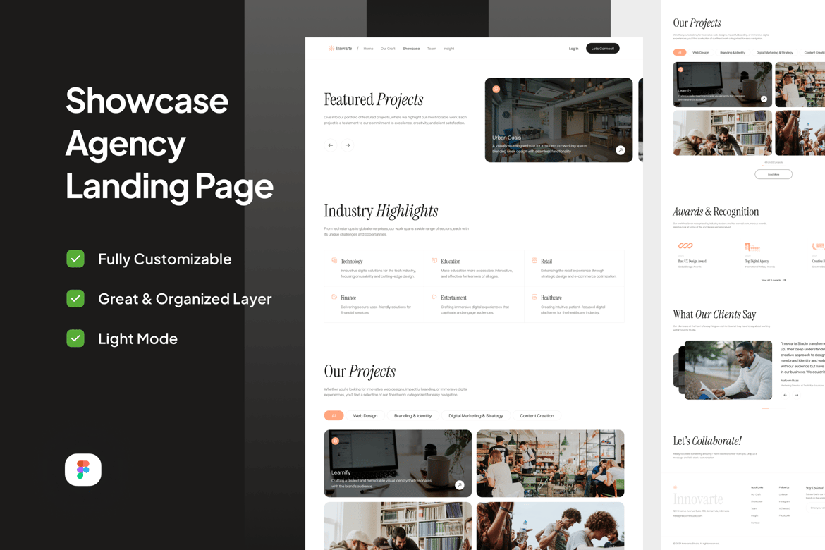 Download Showcase Agency Page - Innovarte Figma Design