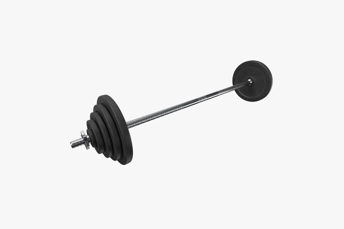 Download Silver Barbell with Weight Plates and Collar 3D Model