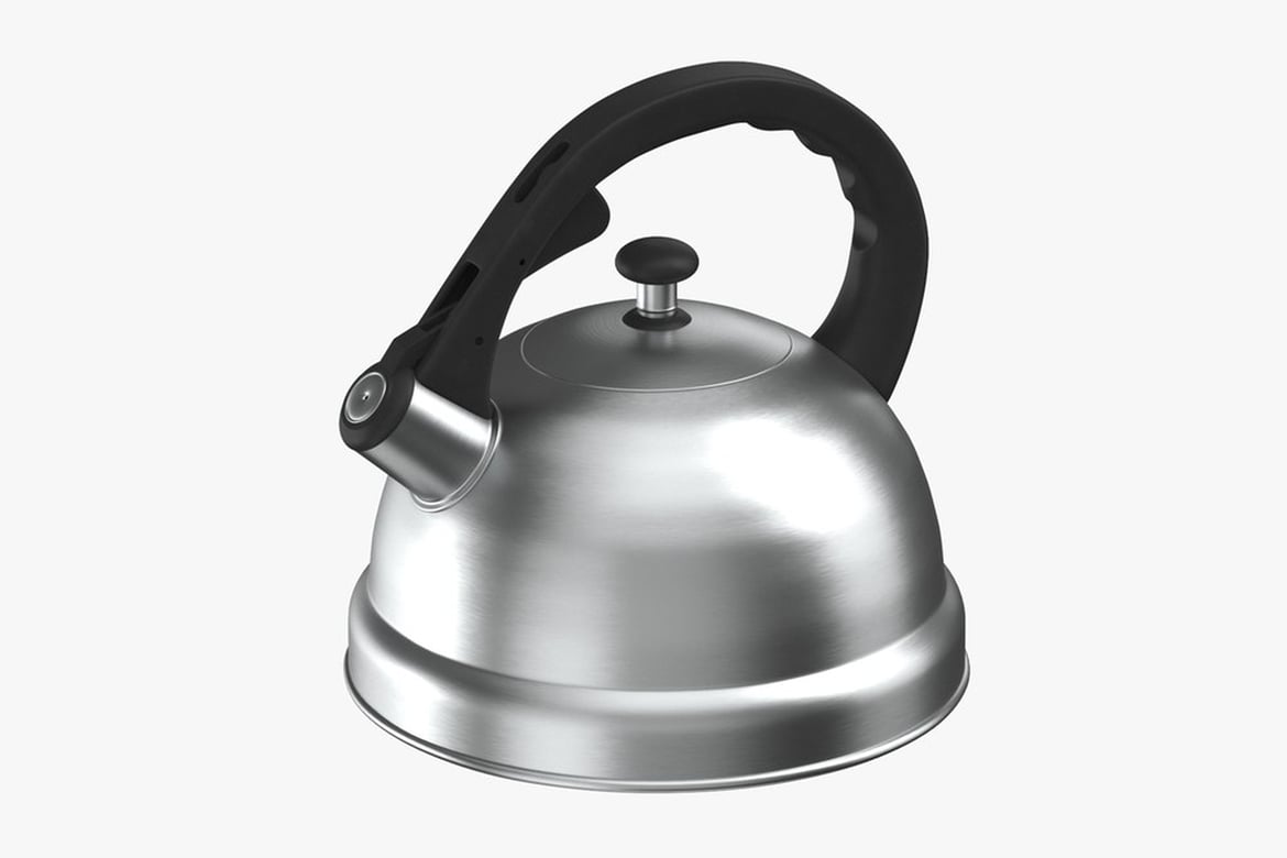 Download Silver Kettle with Black Accents 3D Model