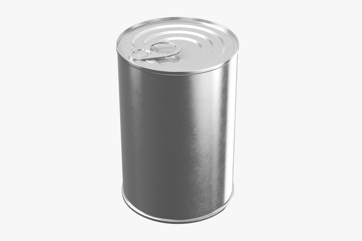 Download Silver Metallic Can with Indented Lid 3D Model