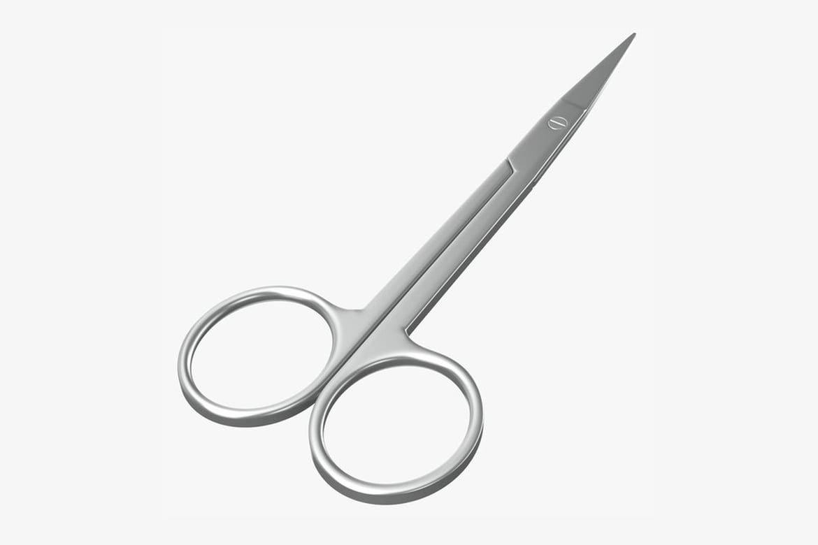 Download Silver Scissors with Offset Circular Handles 3D Model