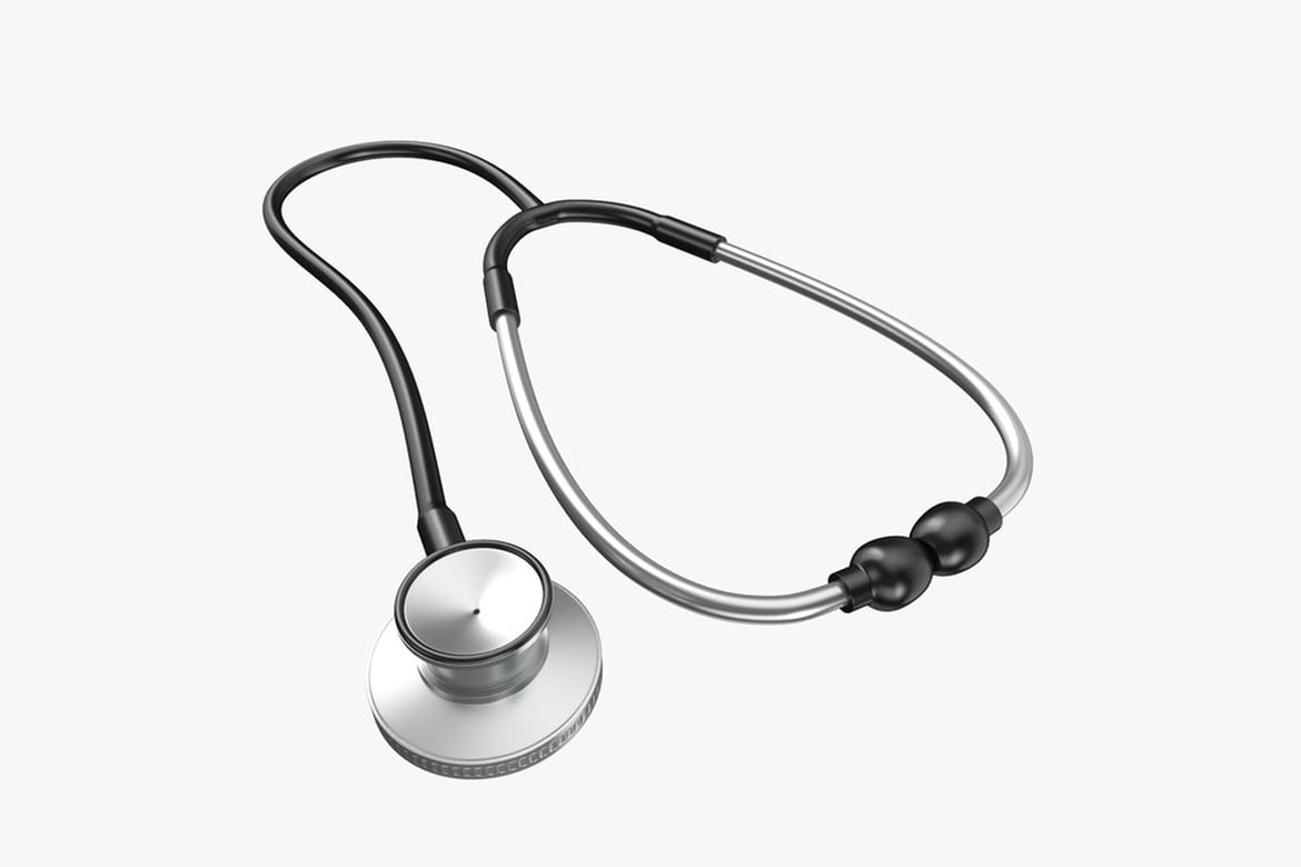 Download Silver Stethoscope with Black Accents 3D Model