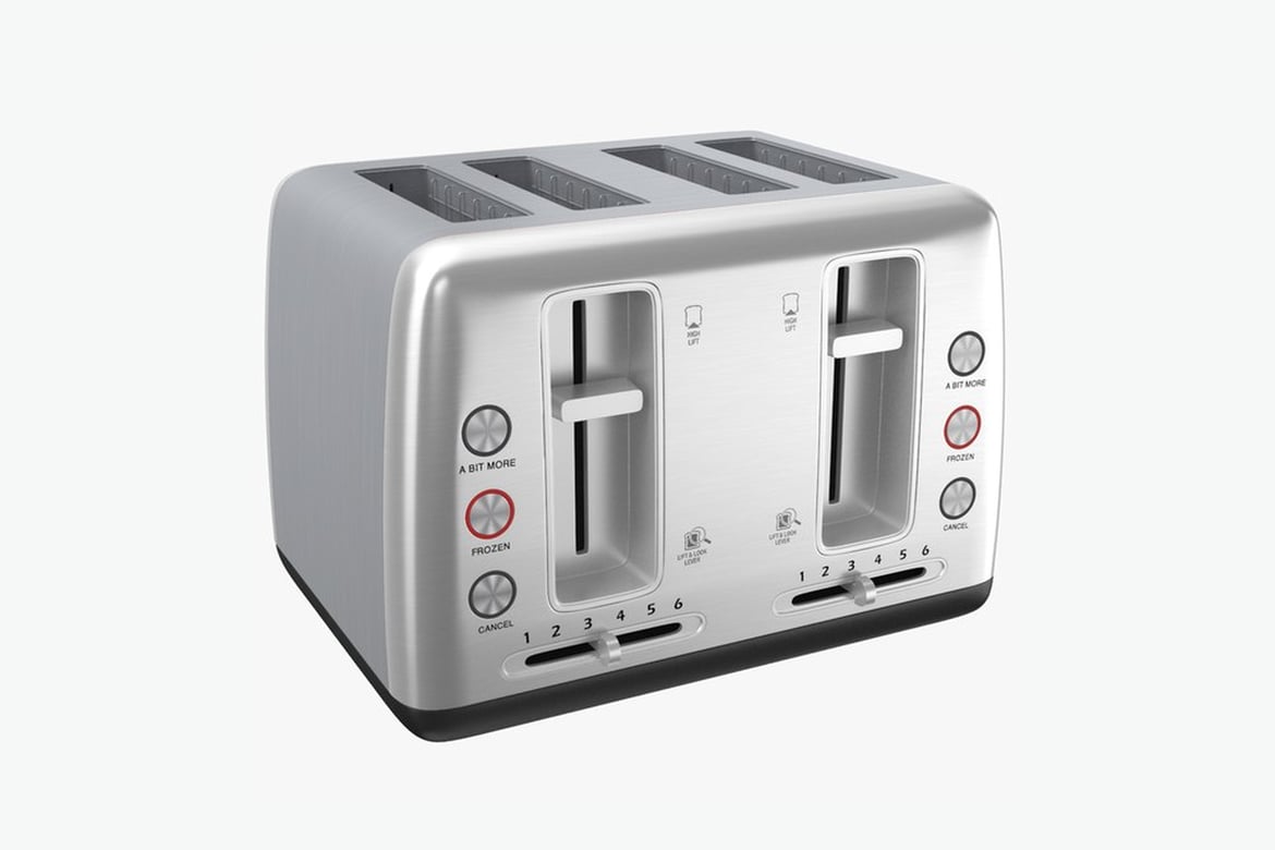 Download Silver Toaster with Dual Controls and Slotted Top 3D Model