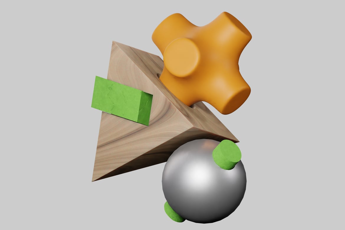 Download Singular Sphere and Wooden Item on a Gray Surface 3D Model