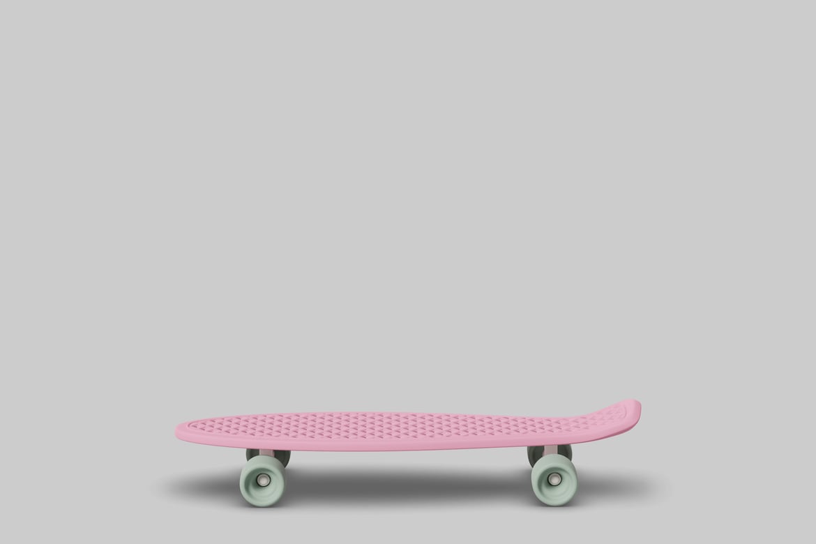 Download Skateboard with textured surface and light green wheels 3D Model