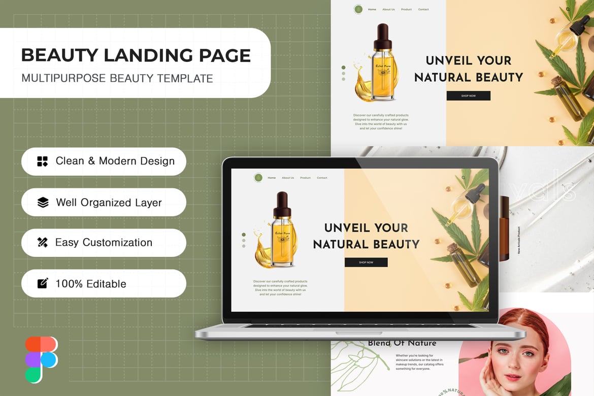 Download Skincare & Beauty Landing Page Figma Design