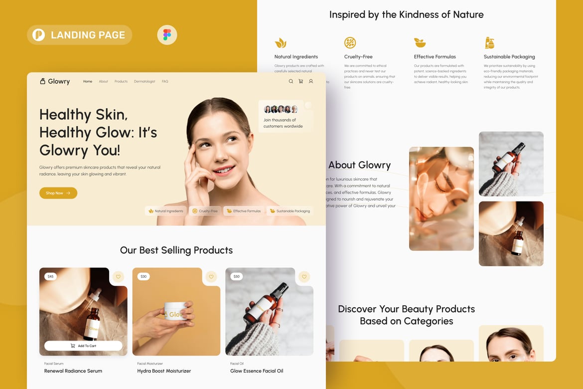 Download Skincare Landing Page Figma Design