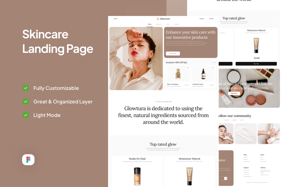 Download Skincare Landing Page - Glowtura Figma Design