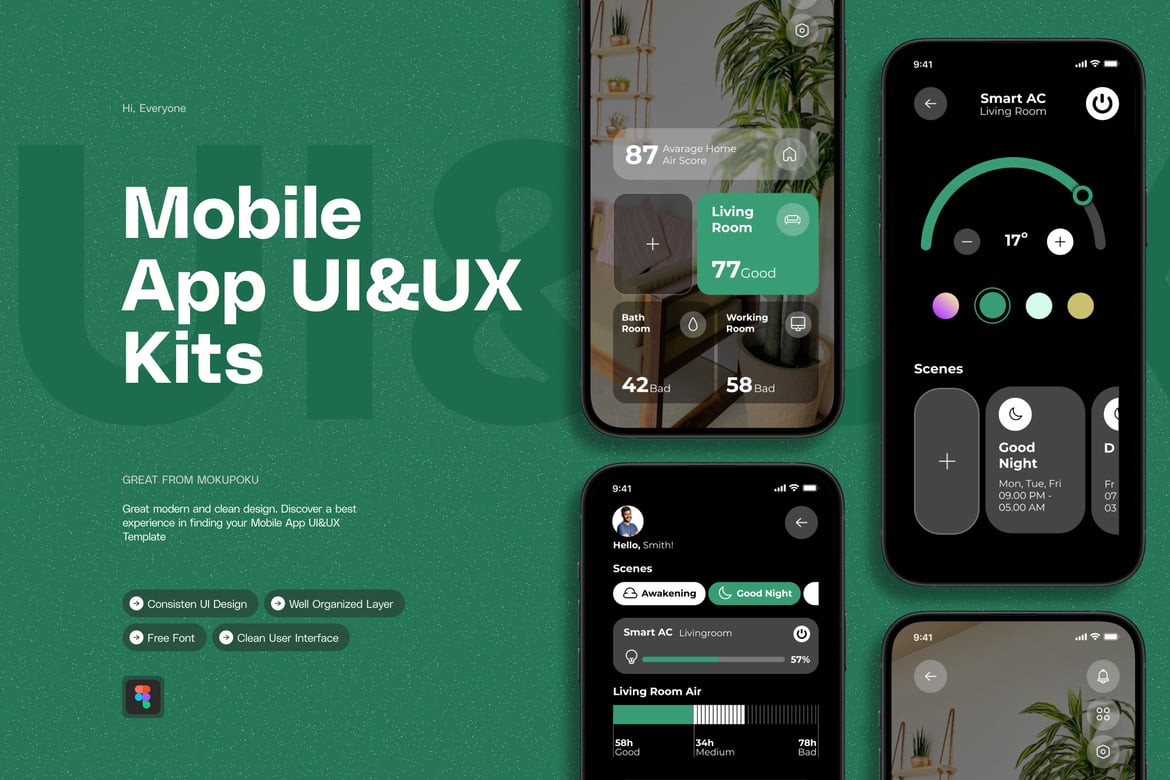 Download Smart Living Room - Mobile App UI&UX Figma Design