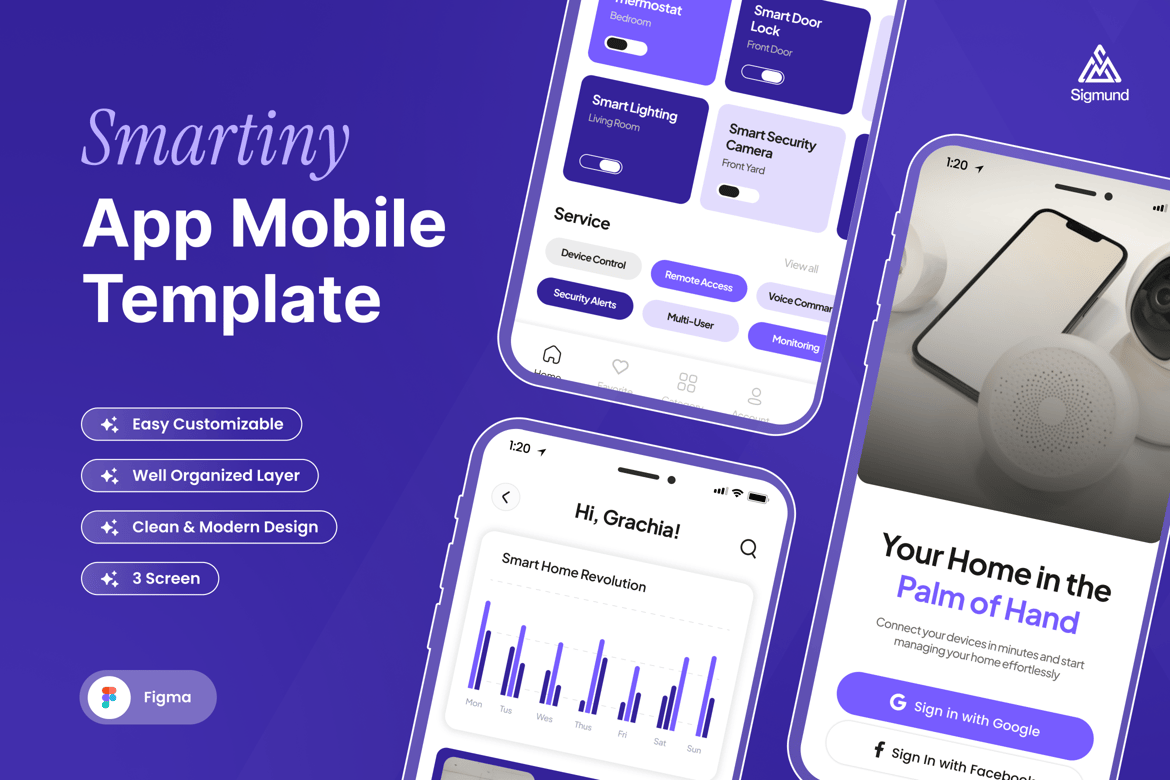 Download Smartiny - Smart Home App Mobile UI Kits Figma Design