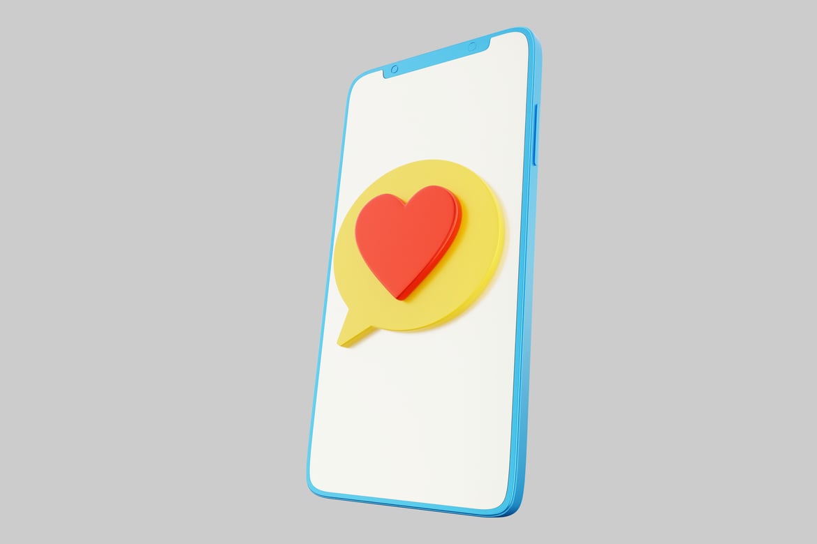 Download Smartphone with a heart on the screen. 3D Model