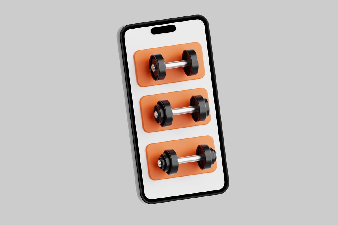 Download Smartphone with orange rectangles and dumbbells 3D Model