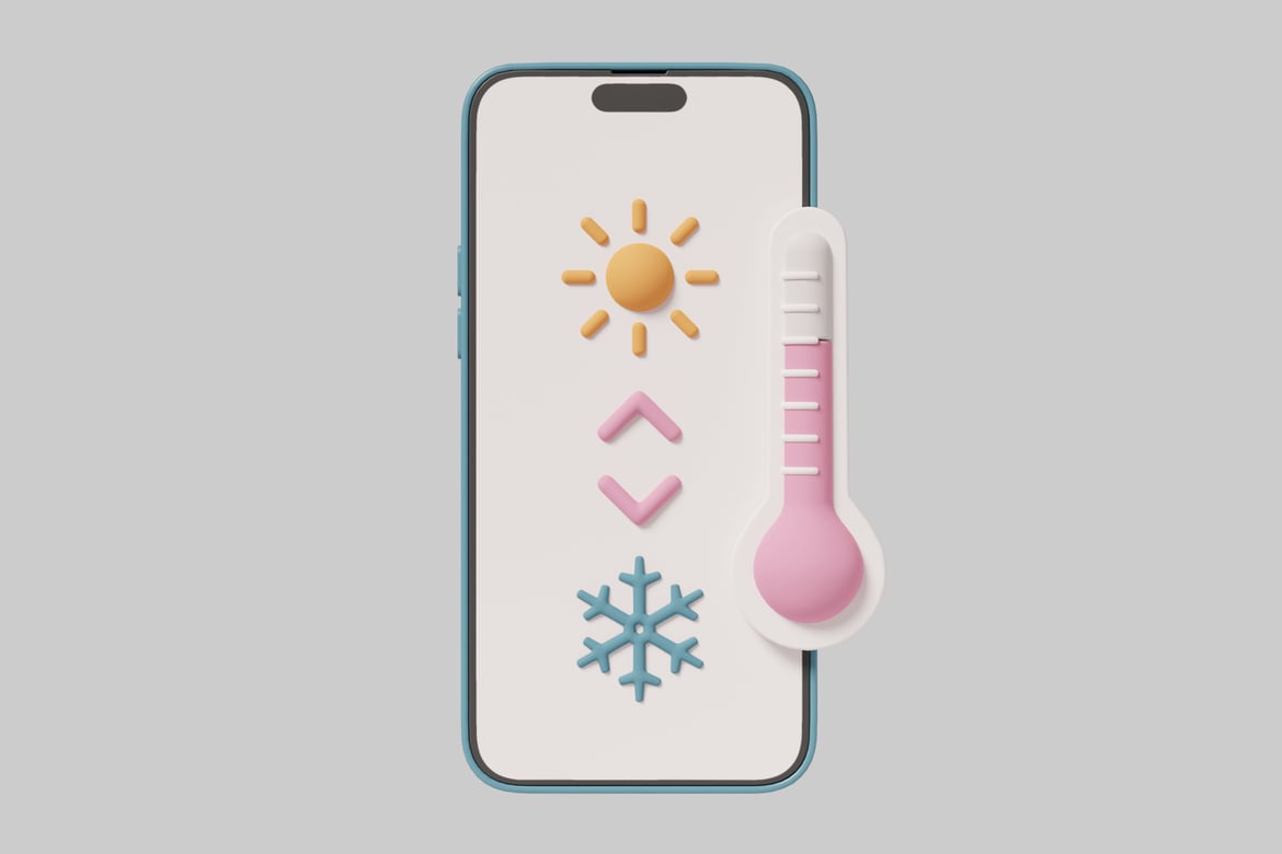 Download Smartphone with pastel colors and weather symbols. 3D Model