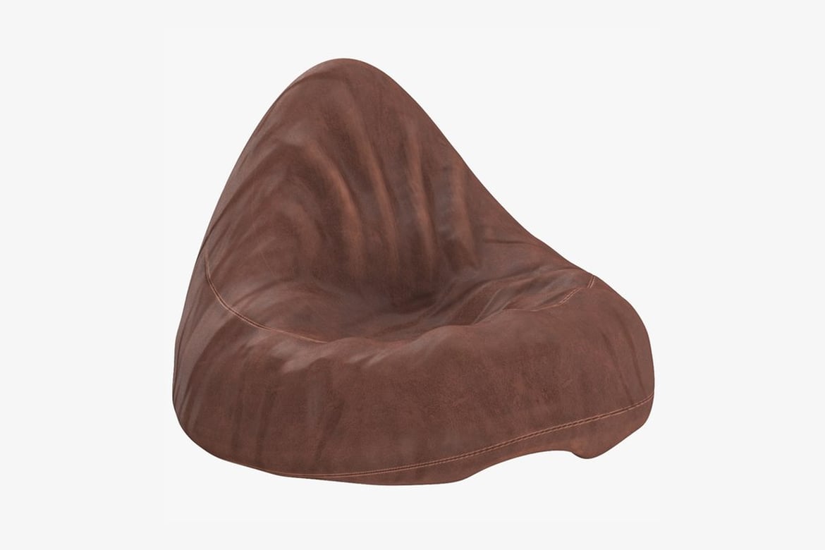 Download Smooth, Brown Bean Bag Chair with Curved Back 3D Model