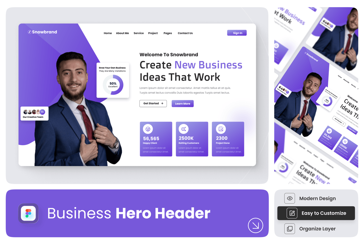 Download Snowbrand - Business Hero Header Figma Design