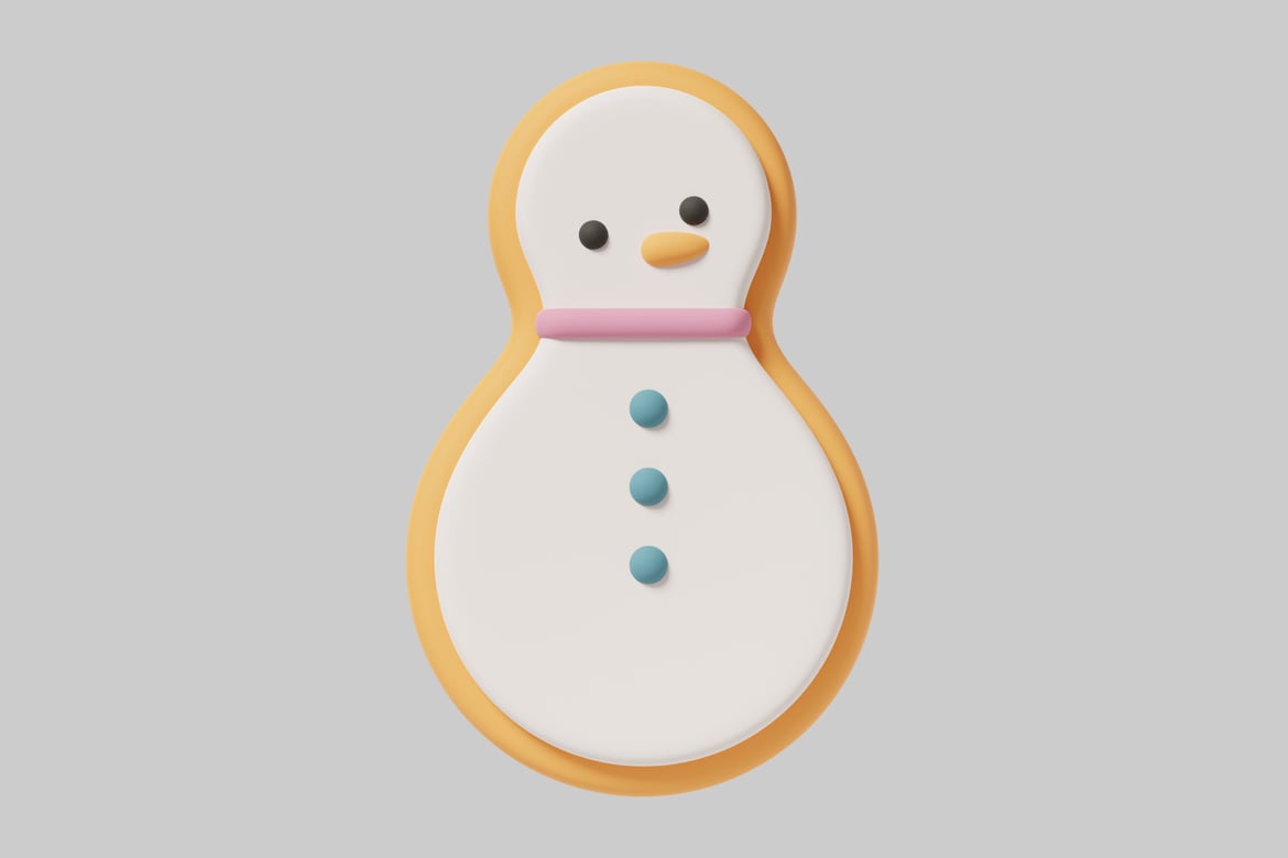 Download Snowman with a pink scarf 3D Model