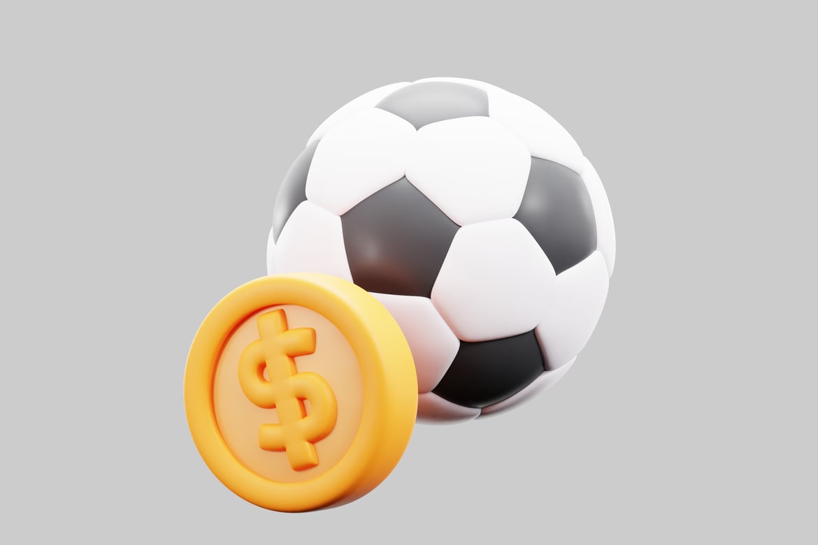 Download Soccer ball and coin. 3D Model