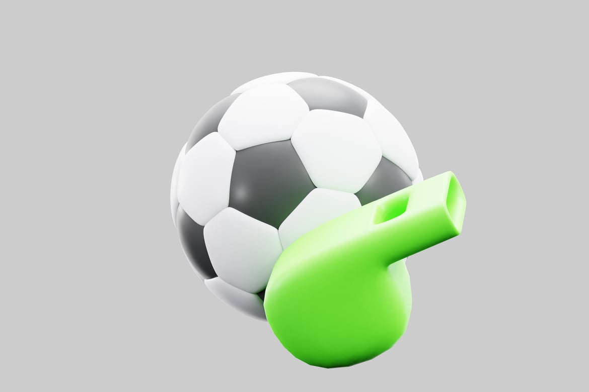 Download Soccer ball and whistle. 3D Model