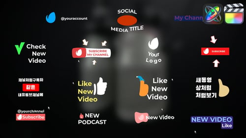 Download Social Media Buttons And Titles for FCPX Apple Motion Template