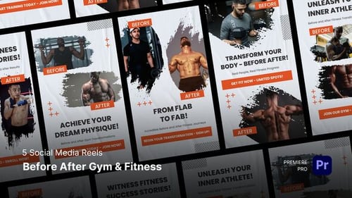 Download Social Media Reels - Before After Gym & Fitness  Premiere Pro Template