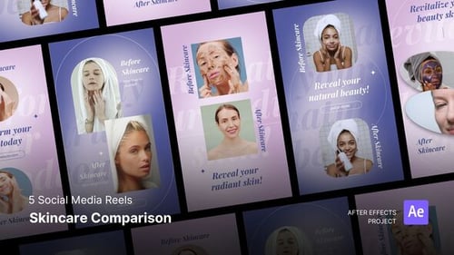 Download Social Media Reels - Skincare Result Comparison After Effects Project Files After Effect Template