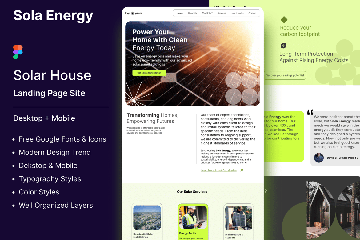 Download Sola Energy Landing Page Tempalte Figma Design