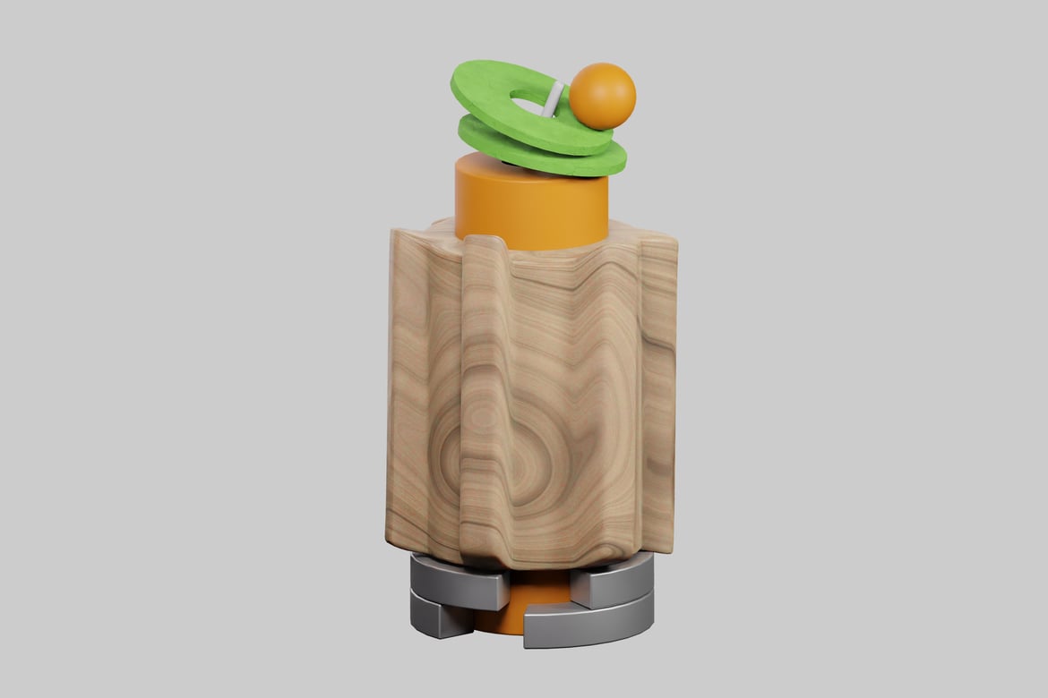 Download Sophisticated Toy Resting on Wooden Base 3D Model