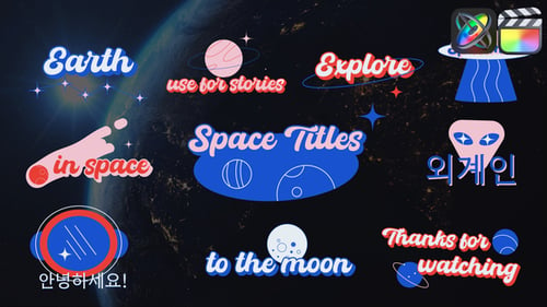 Download Space Sticker Titles for FCPX Apple Motion Template