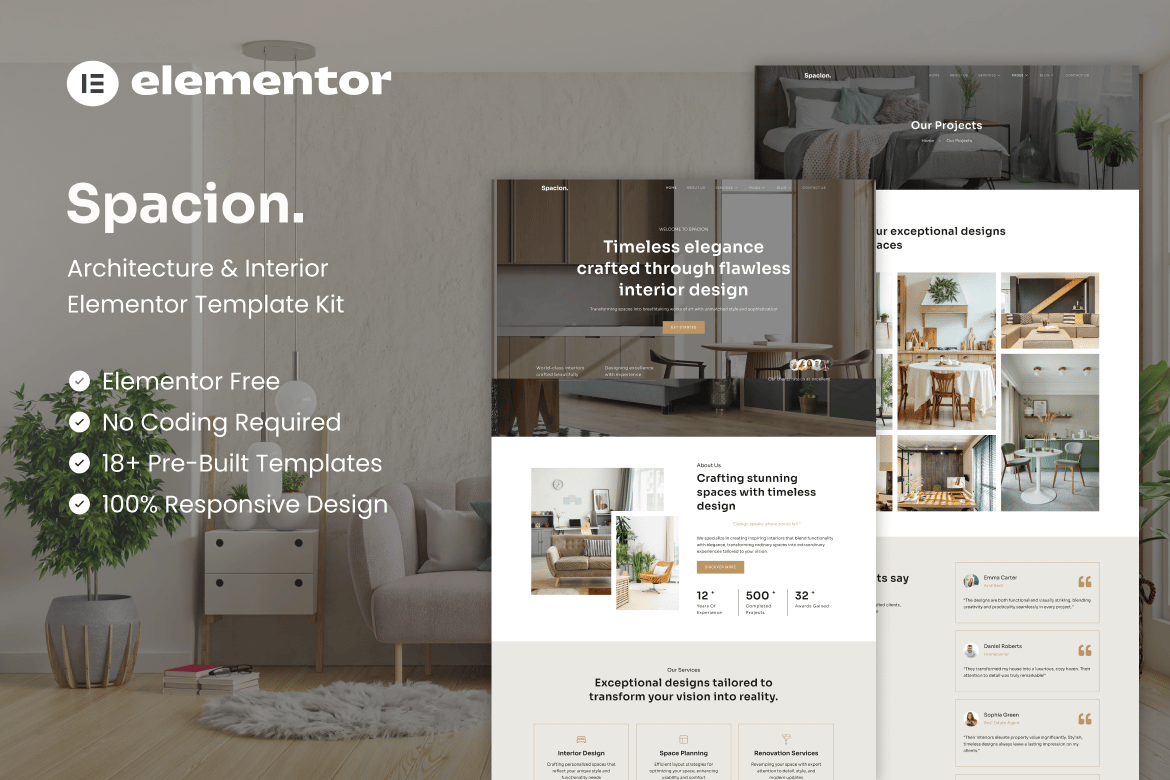 Download Spacion - Architecture & Interior Elementor Template Kit